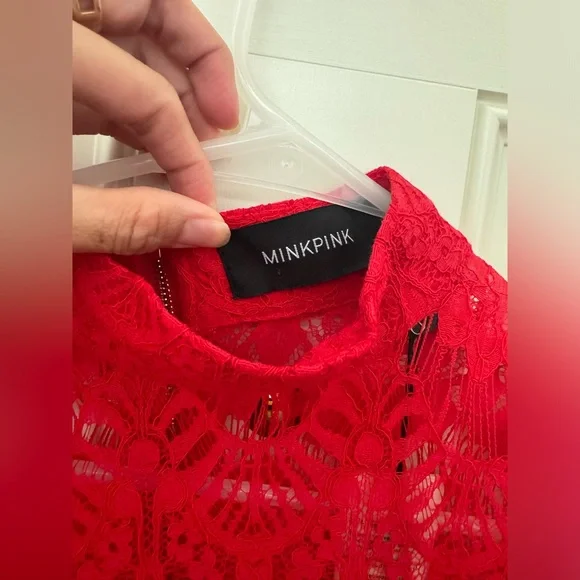 MinkPink Drama Queen Lace Dress Christmas Red NTW 109